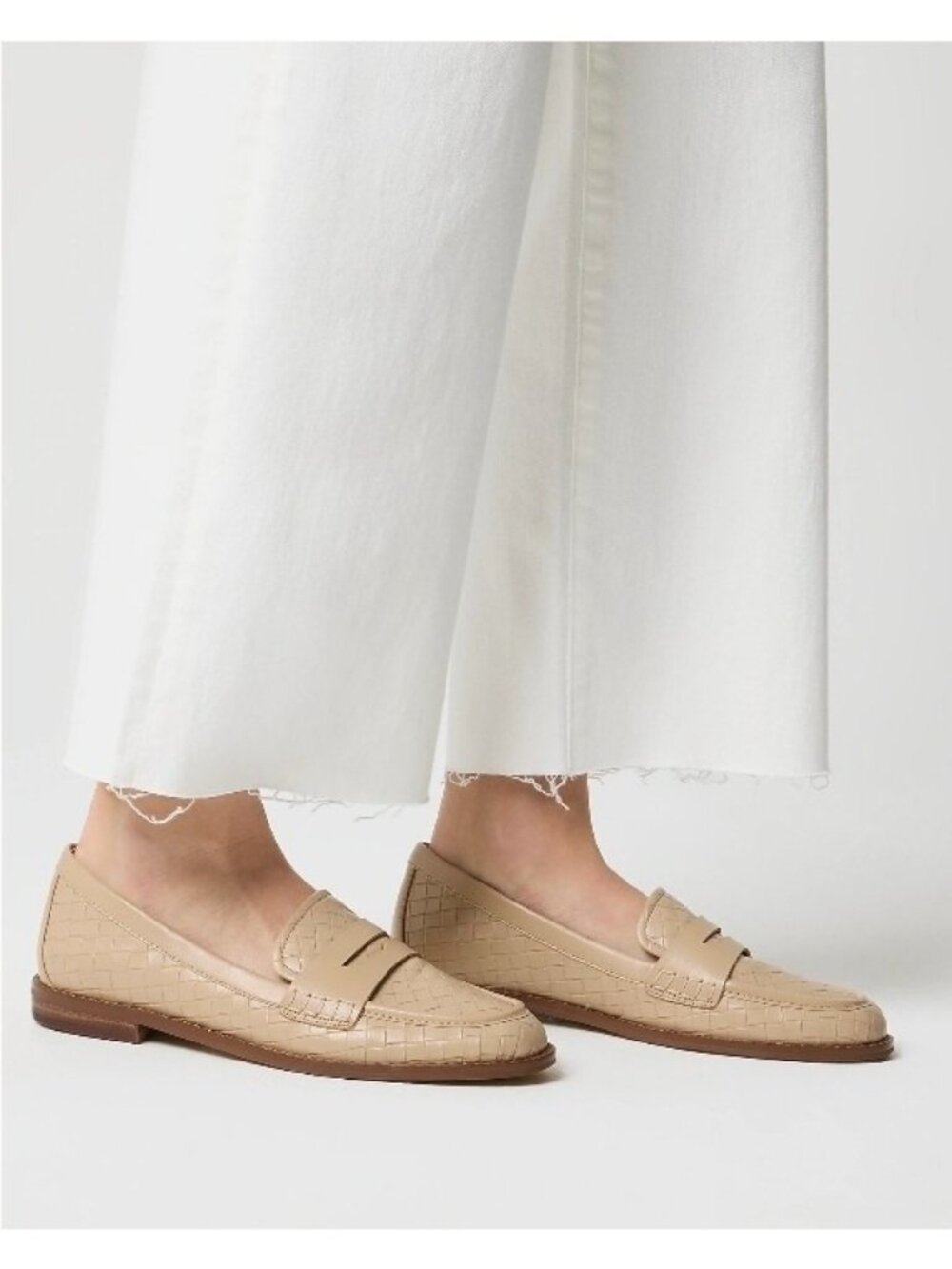 NWT J Crew Wide Leg Cropped 32 Womens Jean All Day Stretch White Raw Hem Coastal - Picture 2 of 9